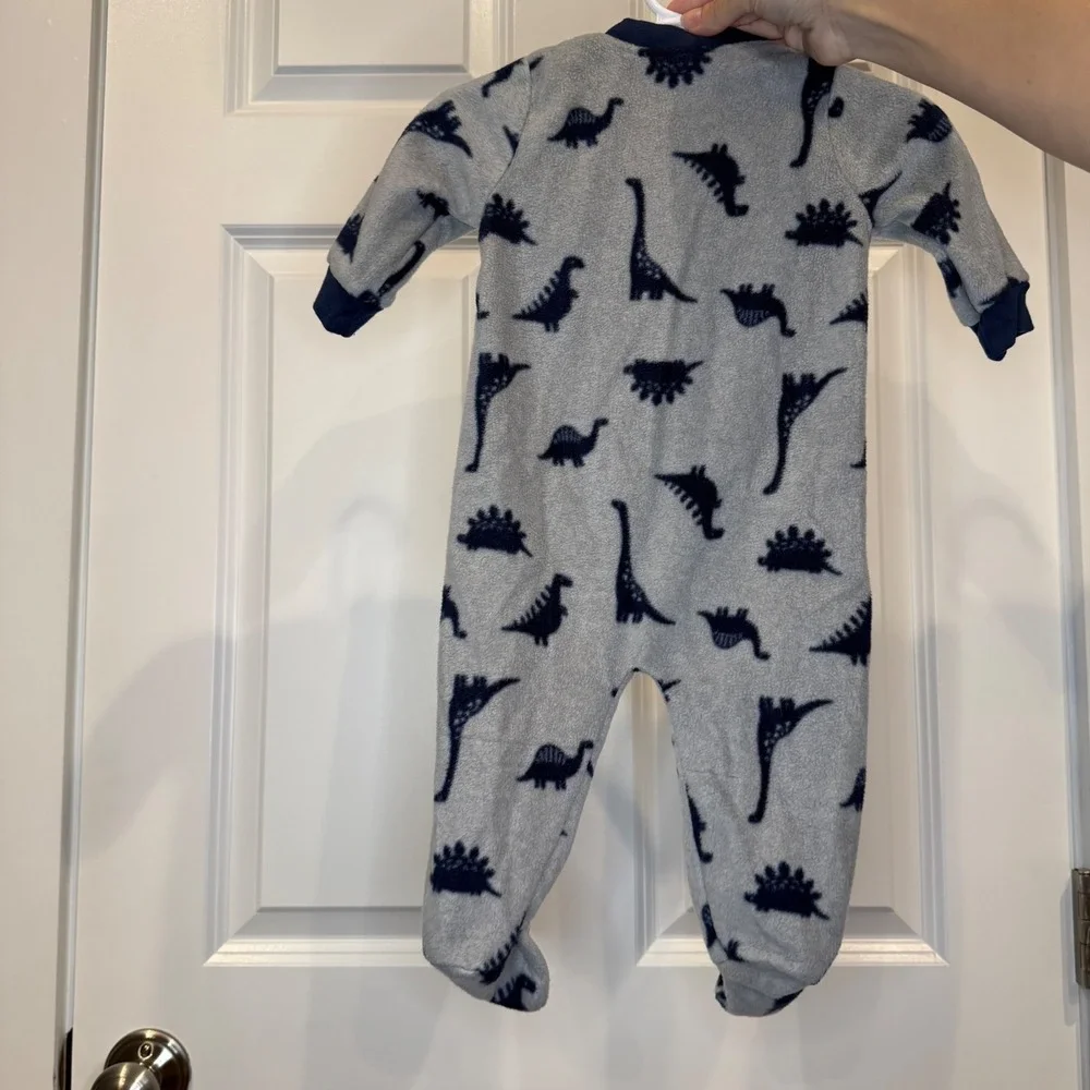 Bon Bebe Size 3-6 Months Dinosaur Fleece Footed Pajamas Sleeper One-Piece Outfit